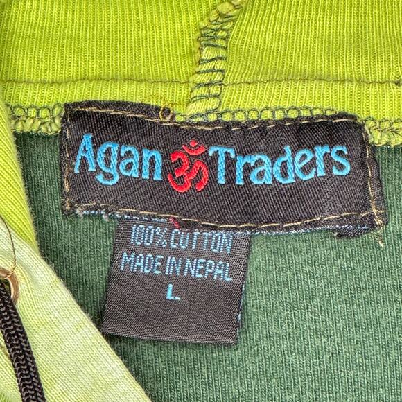 VTG Agan Traders Jacket Womens L Colorful Full Zip Hooded Patchwork Boho Hippie - Picture 3 of 6